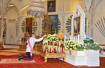Thailand's crown prince and future king prays for his late father