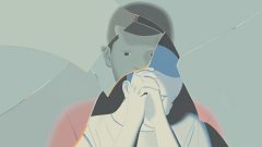 Illustration of a teen boy seen through broken glass