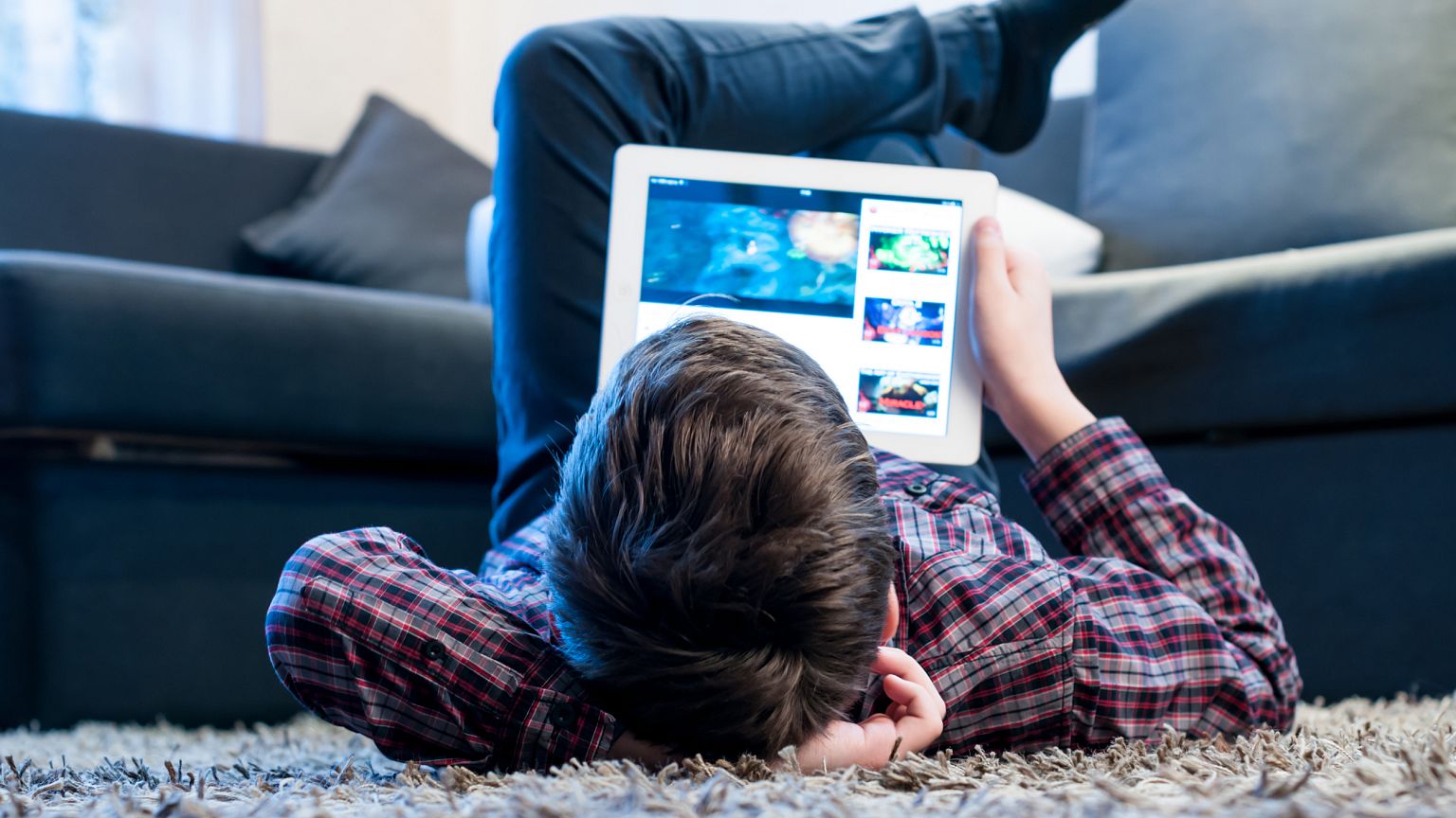teenager lay on the floor in the room