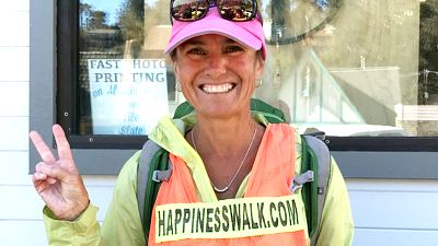 Paula Francis, who is doing a cross country happiness walk.