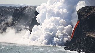 Watch: Lava 'firehose' pours into the Pacific Ocean