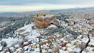 Schnee auf der Akropolis