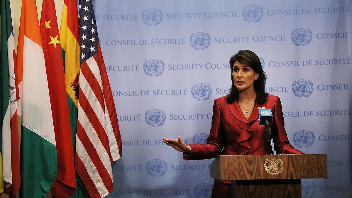 Image: U.S. Ambassador To The United Nations Nikki Haley  Briefs The Media