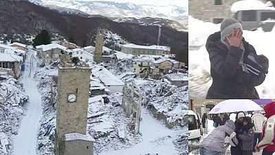 Ιταλία: Αντιμέτωποι με το χιόνι οι σεισμοπαθείς