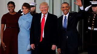 Los Obama y los Trump juntos en la Casa Blanca antes de la toma de posesión