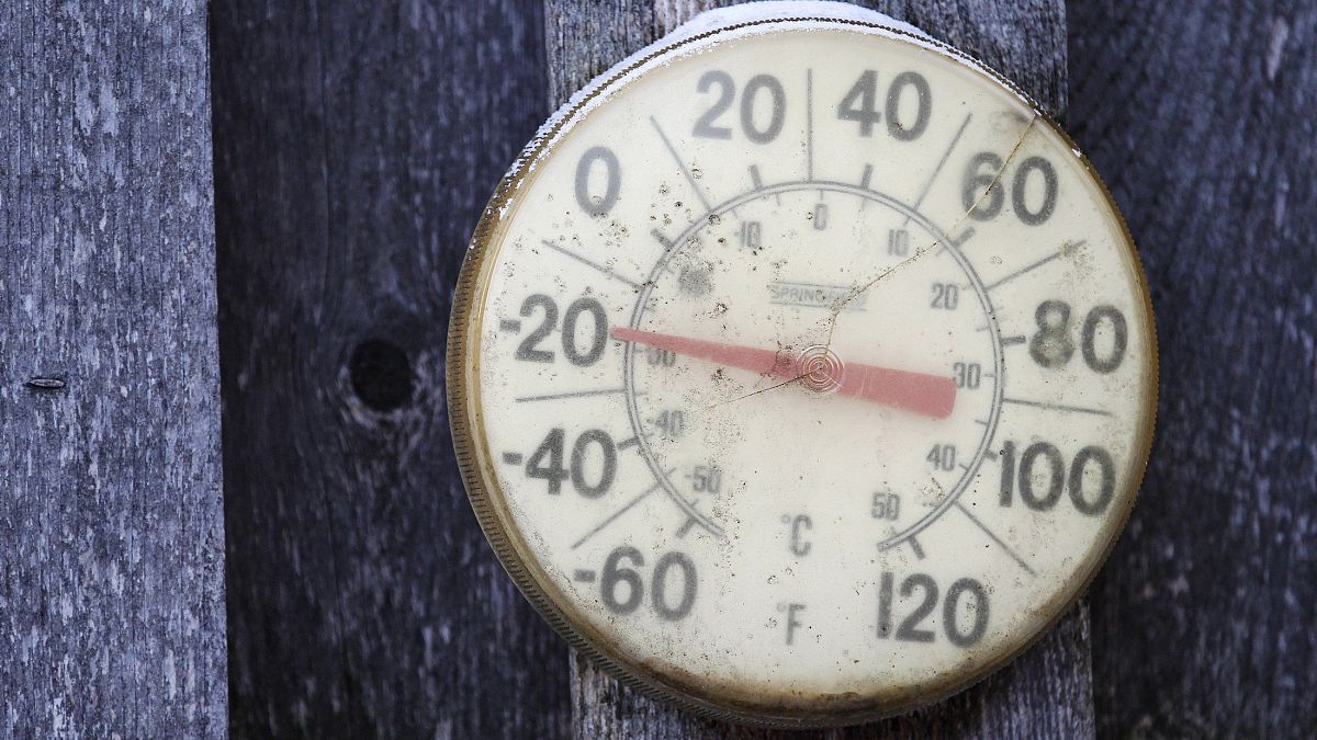 Image: A backyard thermometer shows the temperature during polar vortex in 