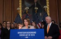 House Speaker Nancy Pelosi holds a press conference with former Rep. Gabrie