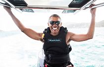 Obama and Branson enjoy watersports on the British Virgin Islands