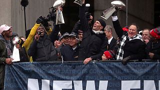 Desfile triunfal dos New England Patriots pelas ruas de Boston