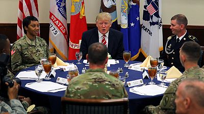 Trump meets with troops