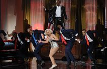 Image: Singers R. Kelly and Lady Gaga perform onstage during the 2013 Ameri