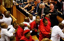 نمایندگان پارلمان آفریقای جنوبی با مشت و لگد به جان هم افتادند