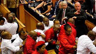 Batalla campal en el Parlamento sudafricano