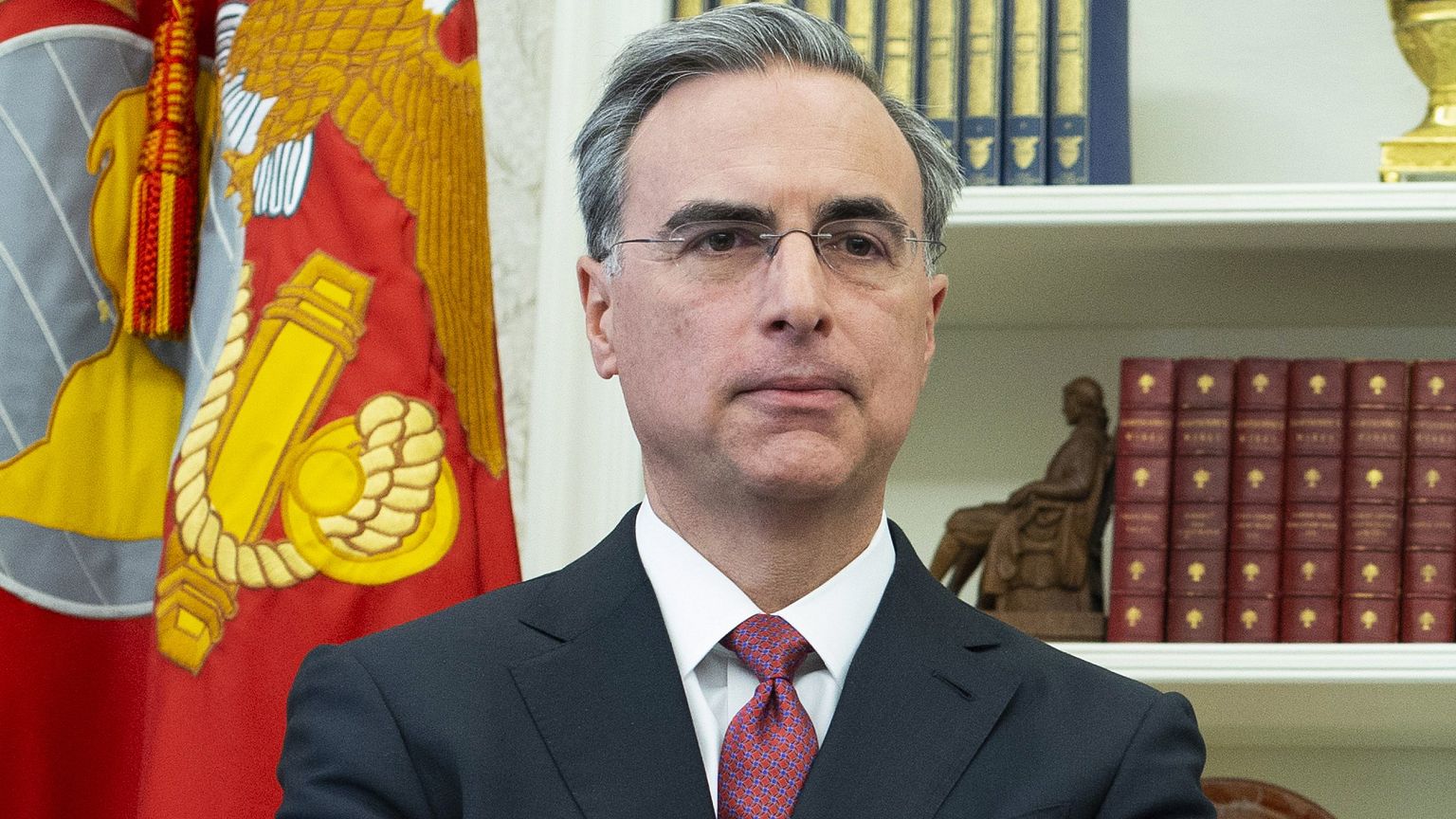 White House Counsel Pat Cipollone attends a meeting in the Oval Office