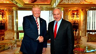 Benjamin Netaniahu em Washington com Donald Trump
