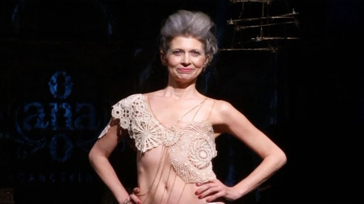 Breast cancer survivors model underwear at New York Fashion Week