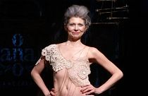 Breast cancer survivors model underwear at New York Fashion Week