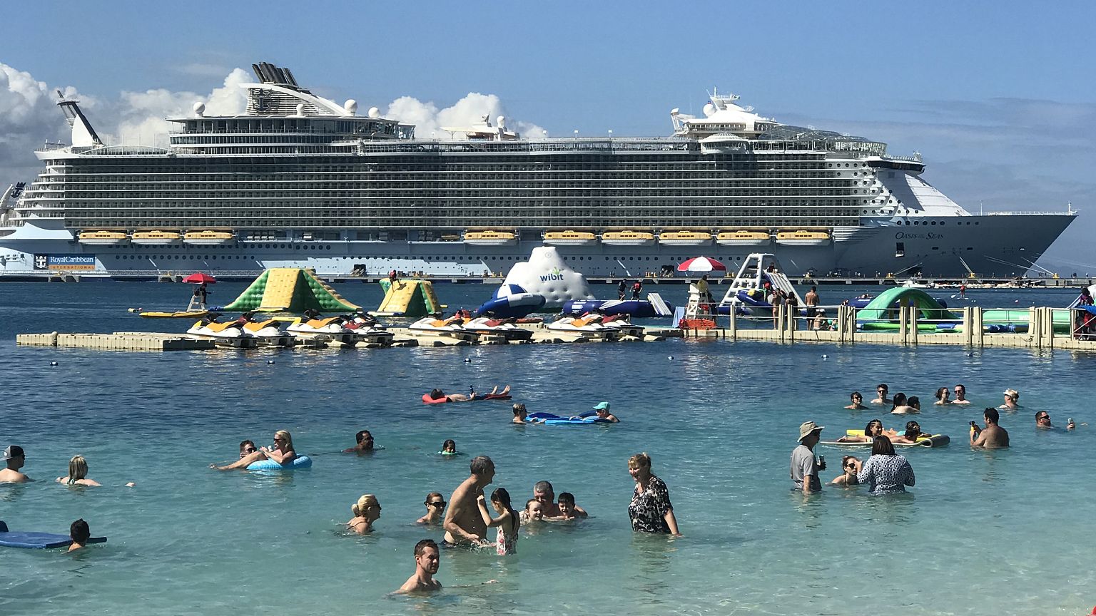 The Royal Caribbean Oasis of the Seas ship while docked in Haiti.