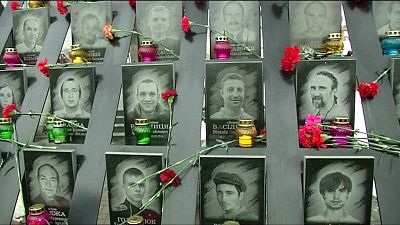 Megemlékezés a kijevi Függetlenség terén