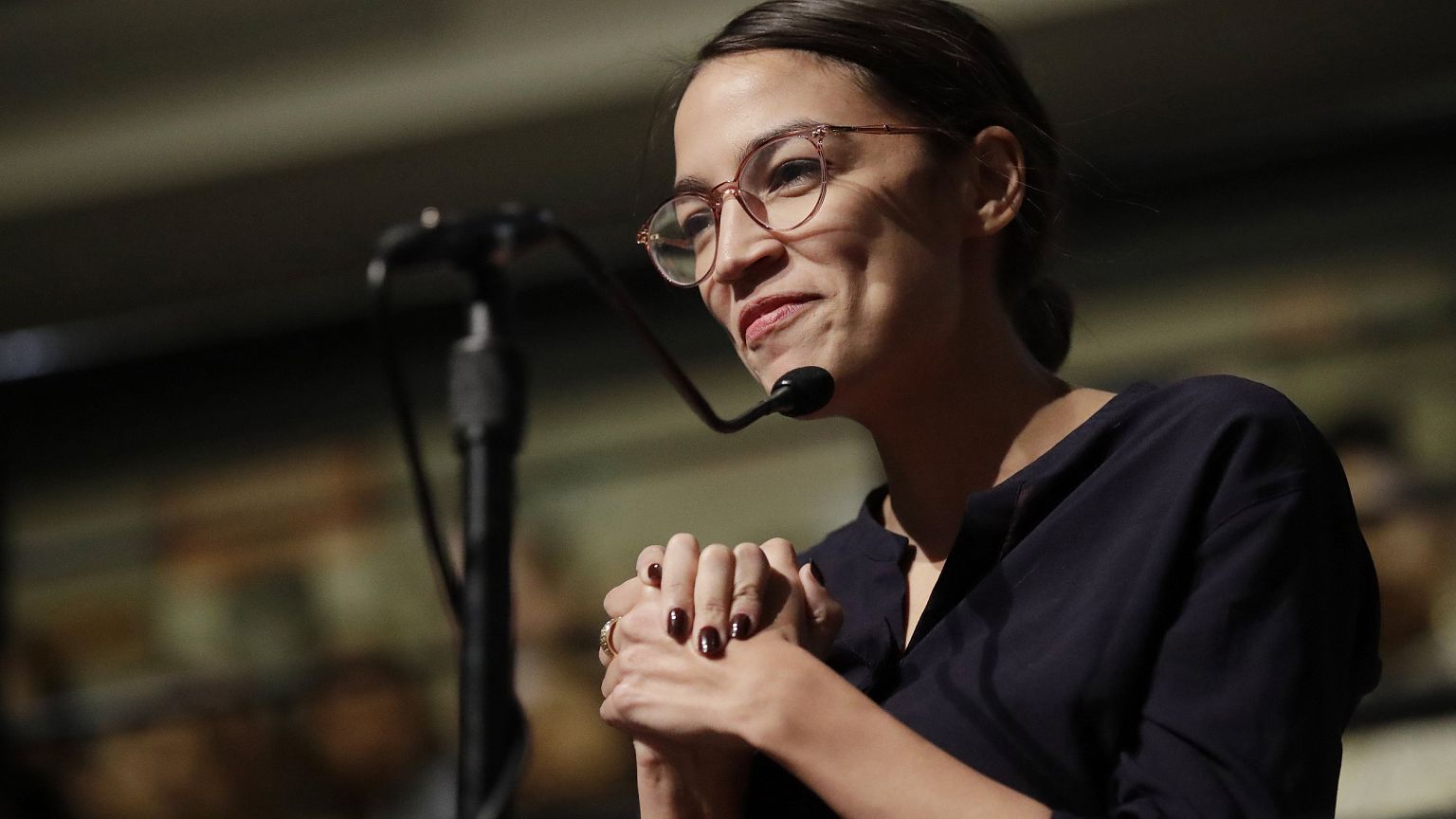 Image: Alexandria Ocasio-Cortez  at Harvard University in Cambridge, Massac