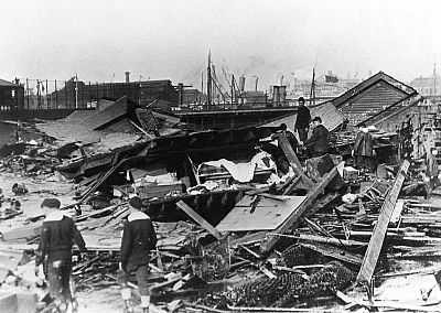 Sailors helping with the rescue after the Great Boston Molasses Flood in 1919.