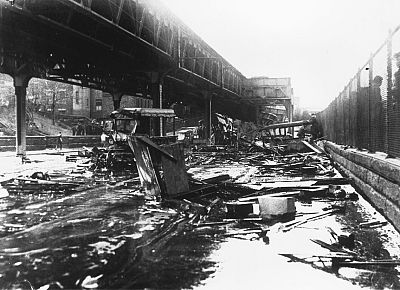 Damage from the Great Boston Molasses Flood in 1919.