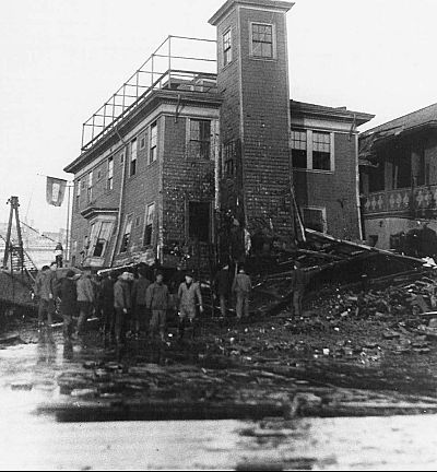 The firehouse after the Great Boston Molasses Flood in 1919.