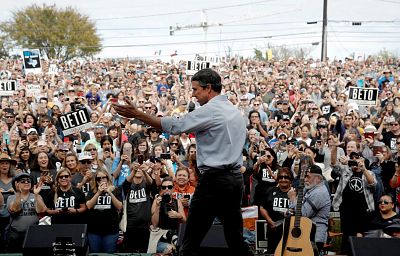 U.S. Rep. Beto O\'Rourke, candidate for U.S. Senate speaks to supporters at a campaign rally in Austin, Texas on Nov. 4, 2018.