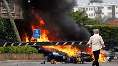 Image: Cars on fire at the Dusit hotel compound where explosions and gunsho