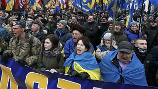 Ukraine nationalists demand purge of government on the third anniversary of the Maidan uprising