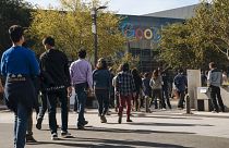 Image: Google employees during a walkout protest in Mountain View, Californ