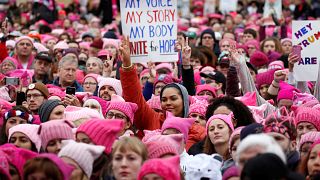 Image: People gather for the Women's March in Washington, DC, Jan. 21, 2017