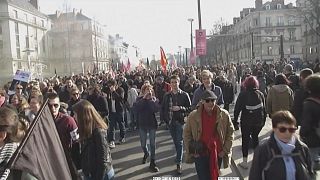 مظاهرة في نانت الفرنسية احتجاجا على زيارة مارين لوبن للمدينة
