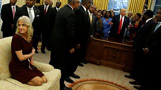 Trump's Conway causes controversy for "disrespectful" White House picture