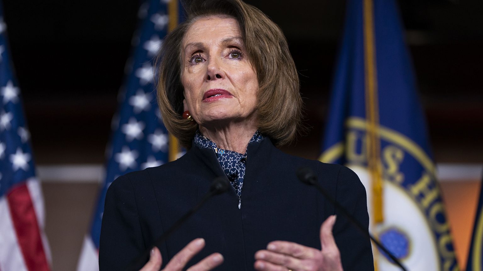 Image: House Minority Leader Nancy Pelosi speaks to the media in Washington