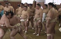 Sumo champ's impressive warm-up