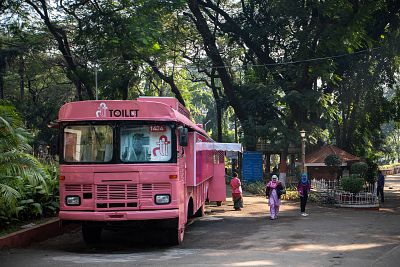 A Ti bus with toilets for women.