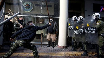 Enfrentamientos entre agricultores griegos y policía en Atenas