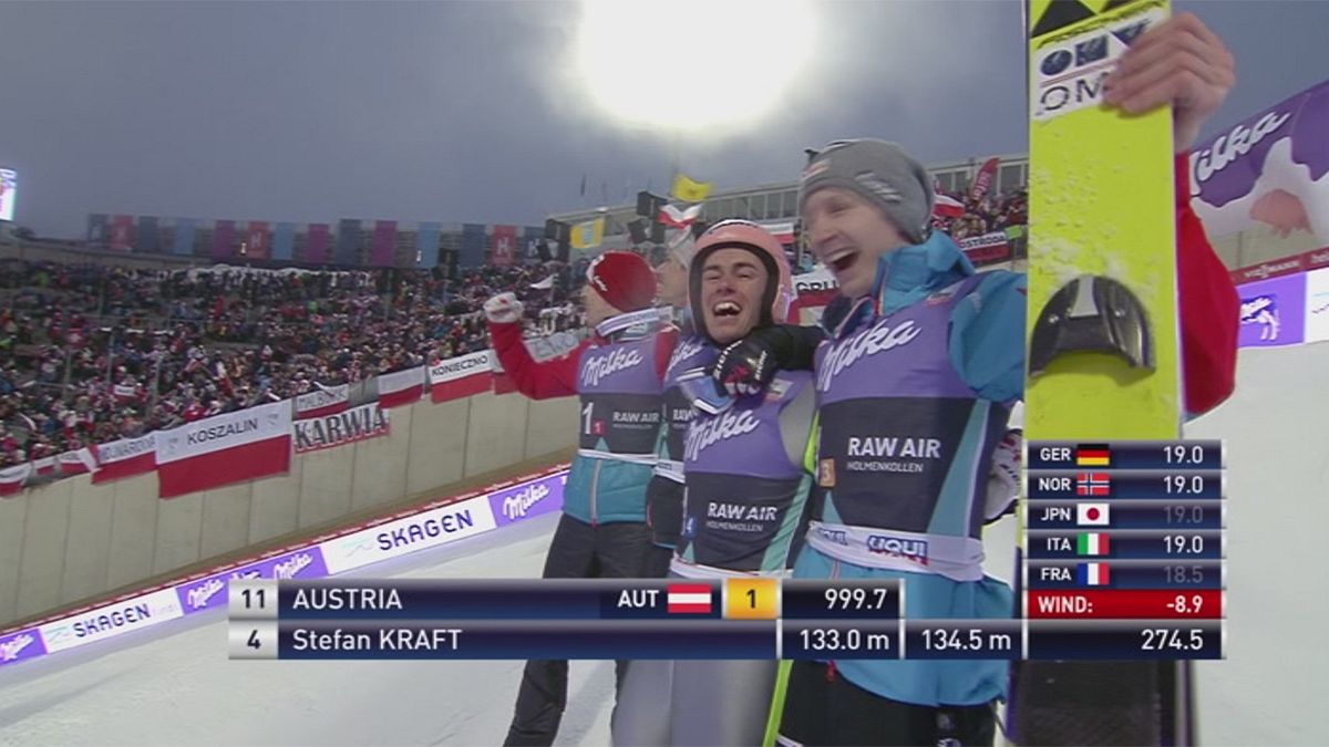 Сборная Австрии по прыжкам на лыжах выиграла этап в Осло