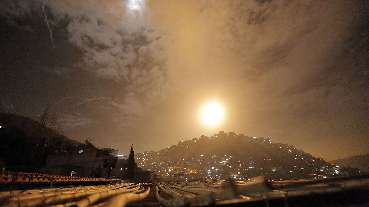 Image: Syrian air defenses intercept Israeli missiles targeting an area in 