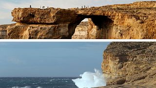 Plongée pour voir la fenêtre d'Azur de Malte