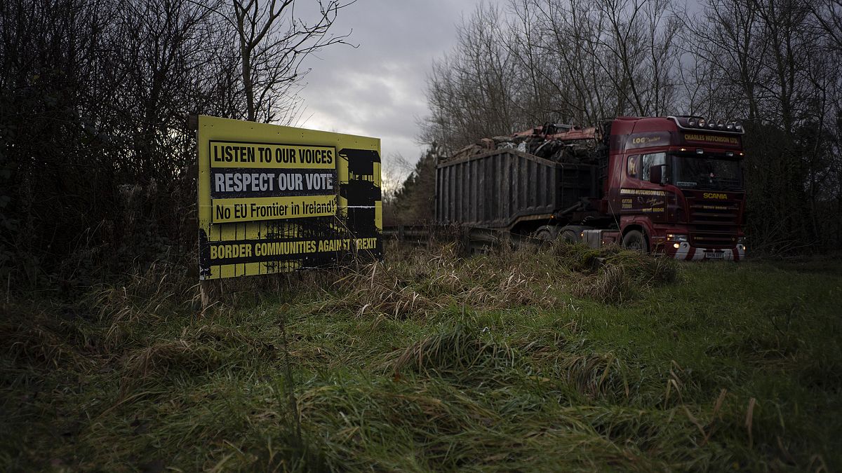Image:  An anti-Brexit sign close to the border near Teemore, Northern Irel