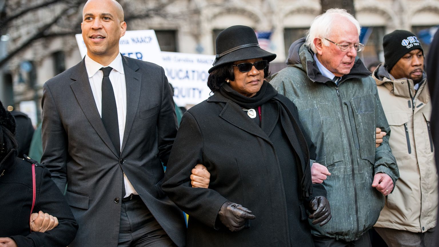 Sen. Bernie Sanders,I - Vt., right, president of the South Carolina NAACP c