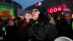 Image: Democratic Congresswoman Tlaib addresses a rally to protest General 