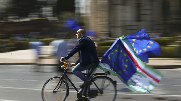 Miles de personas se manifiestan en Roma para apoyar la UE Miles de personas se manifiestan en Roma para apoyar la UE