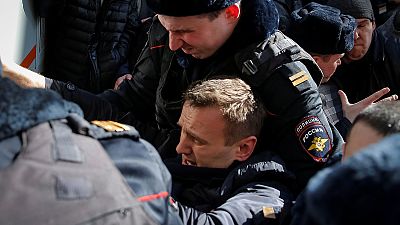 Detenido el líder opositor ruso Alexei Navalny en una marcha en Moscú