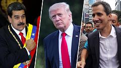 Image: Nicolas Maduro, Donald Trump, Juan Guaido