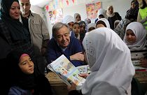 Guterres no campo de refugiados de Zaataria