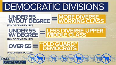 The old guard Democrats are less racially and ethnically diverse.