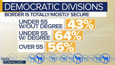 Younger Democrats without a degree are much less likely to feel the border is secure.